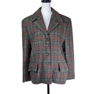 VTG Novita Moda Womens Wool Mohair Plaid Blazer Sz 16 Preppy Academia Old Money